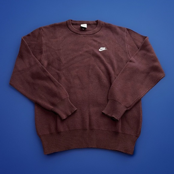 Nike Sweater Mens Small‎ Maroon Burgundy Crewneck Knit Pullover FQ2912-652 New
